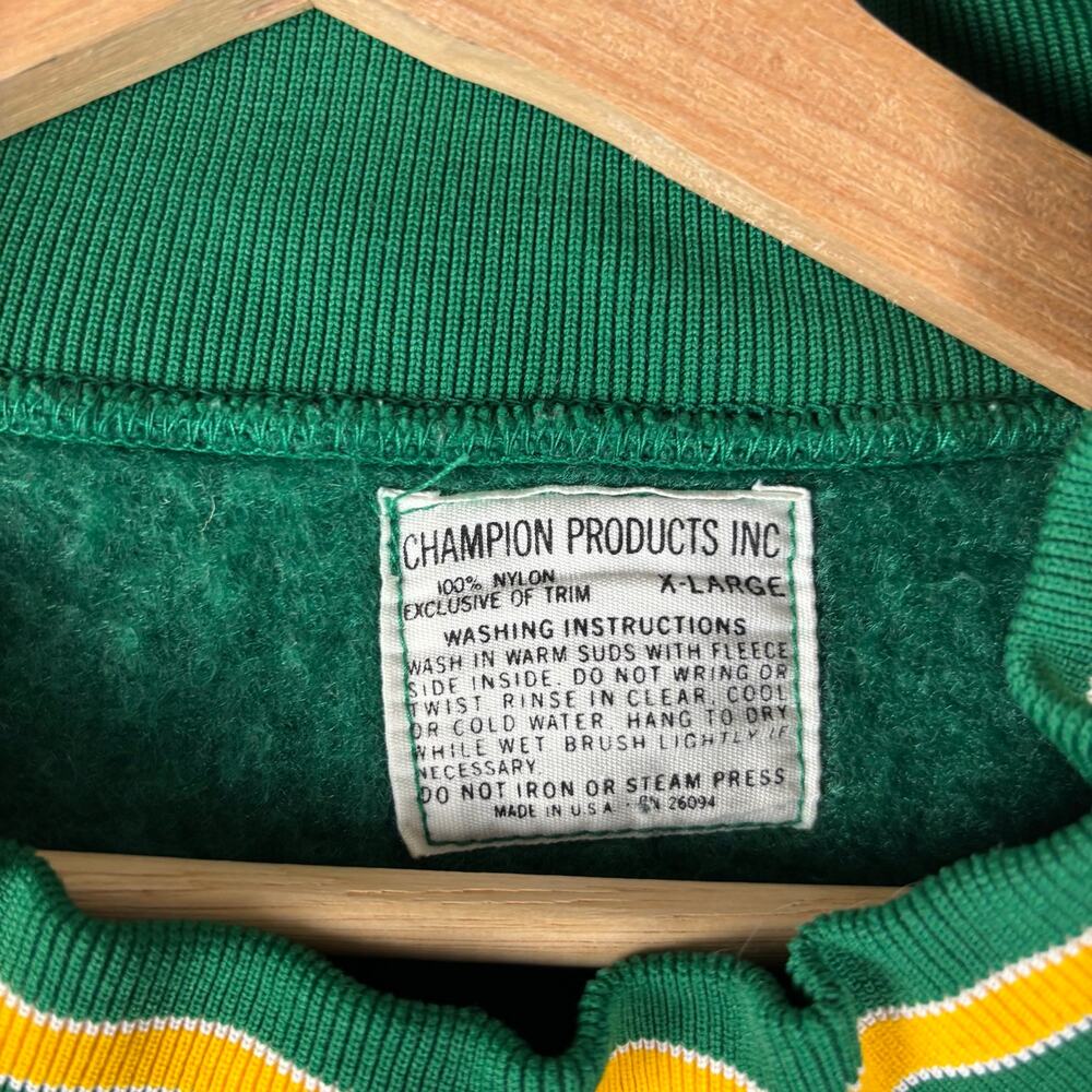 Vintage Notre Dame Champion Products 1960s Nylon Varsity Rare Green XL Sweater - Picture 4 of 9